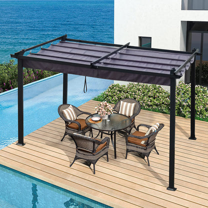 10x13 Ft Outdoor Pergola With Retractable Canopy