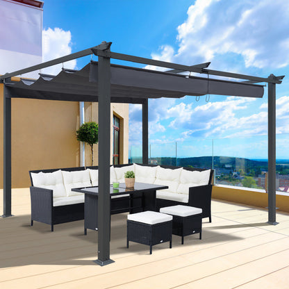 10x13 Ft Outdoor Pergola With Retractable Canopy