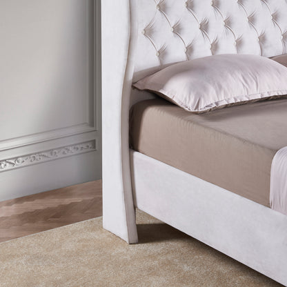 Aurora White Velvet Upholstered Bed