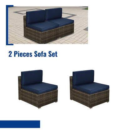 Navy 2PC Outdoor Sofa Set