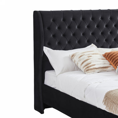 Aurora Black Velvet Upholstered Bed