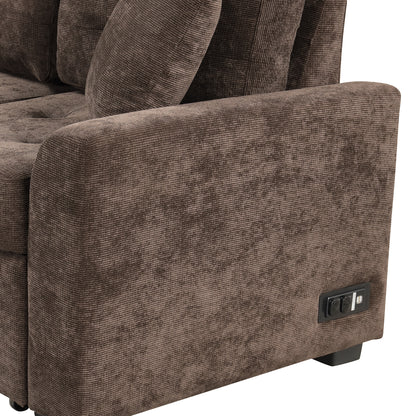 Vere L-Shape Sectional Sofa Bed w/USB Ports
