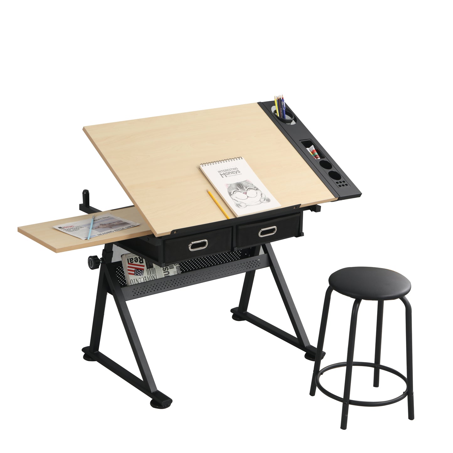 Hayward Adjustable Drafting Desk w/Stool