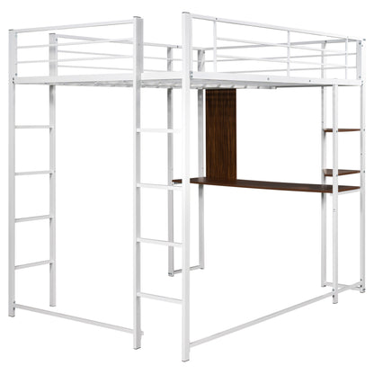 Full Metal Loft Bed w/ Desk & Shelves