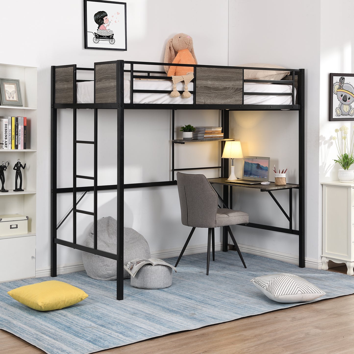Twin Loft BEd w/ Desk & Shelf