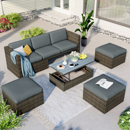 5PC Outdoor Sofa set w/Lift-top Coffee Table