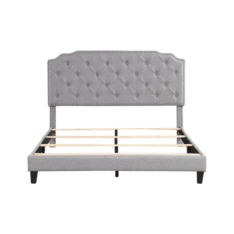 Light Grey Queen Upholstered Bed