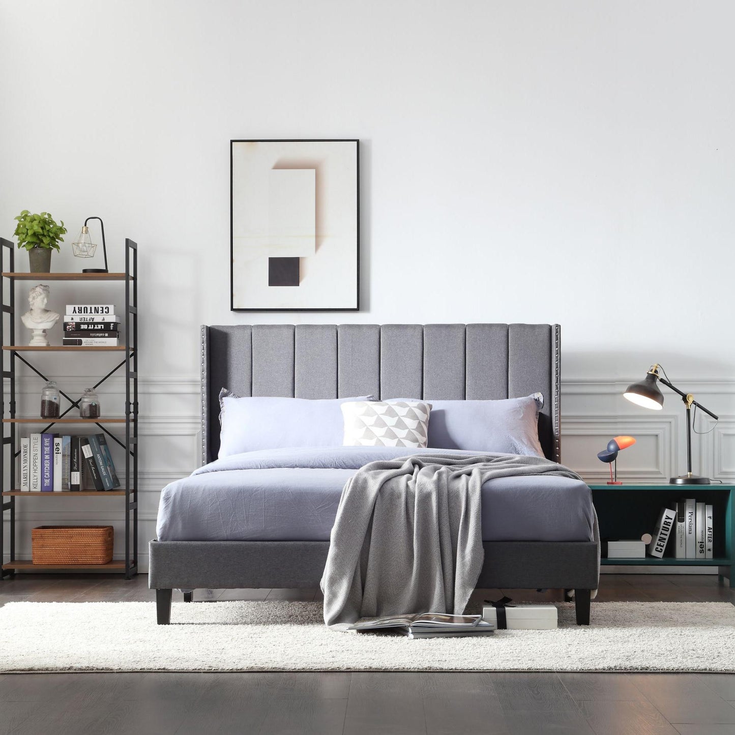 Juston Grey Upholstered Bed
