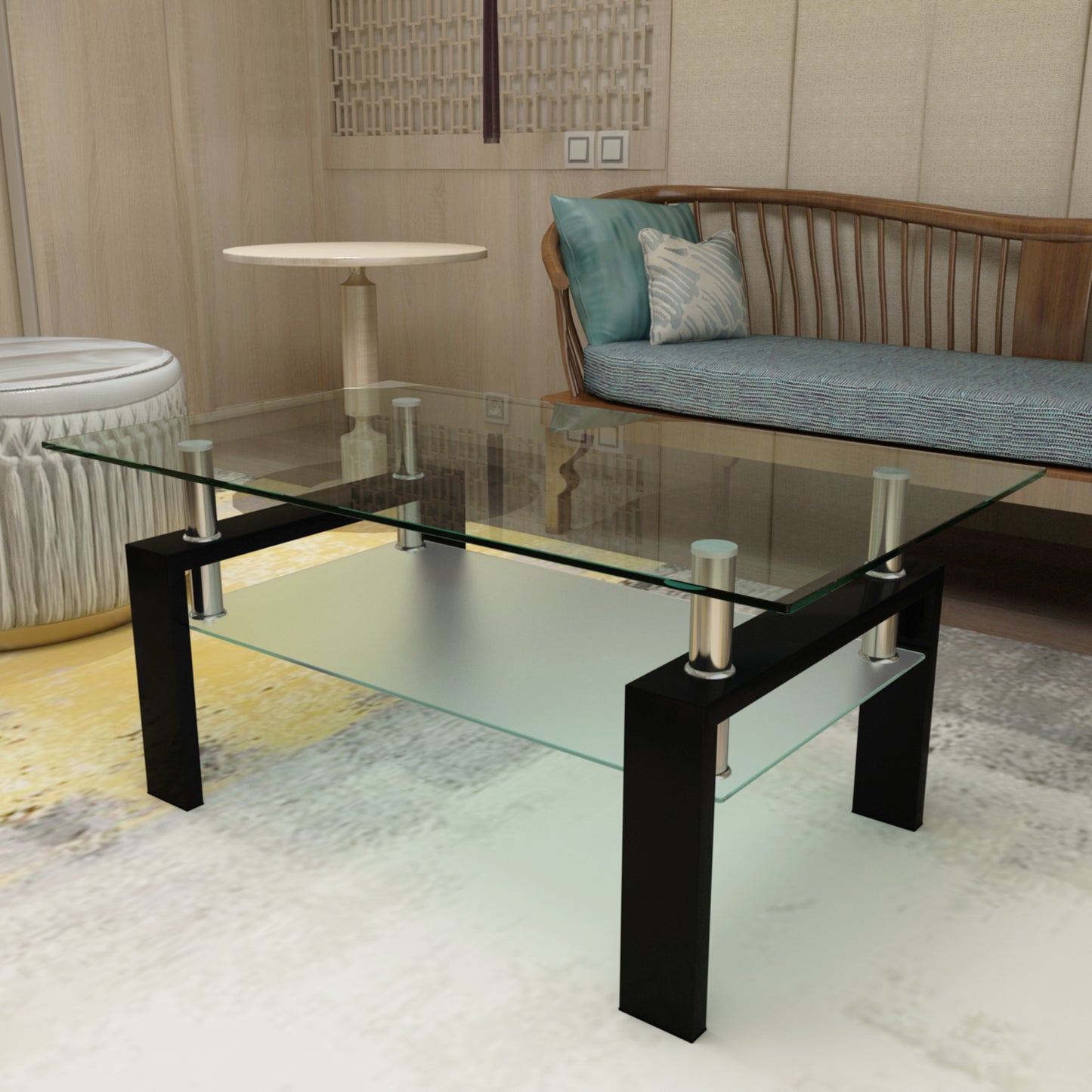 Black Modern Glass Coffee Table