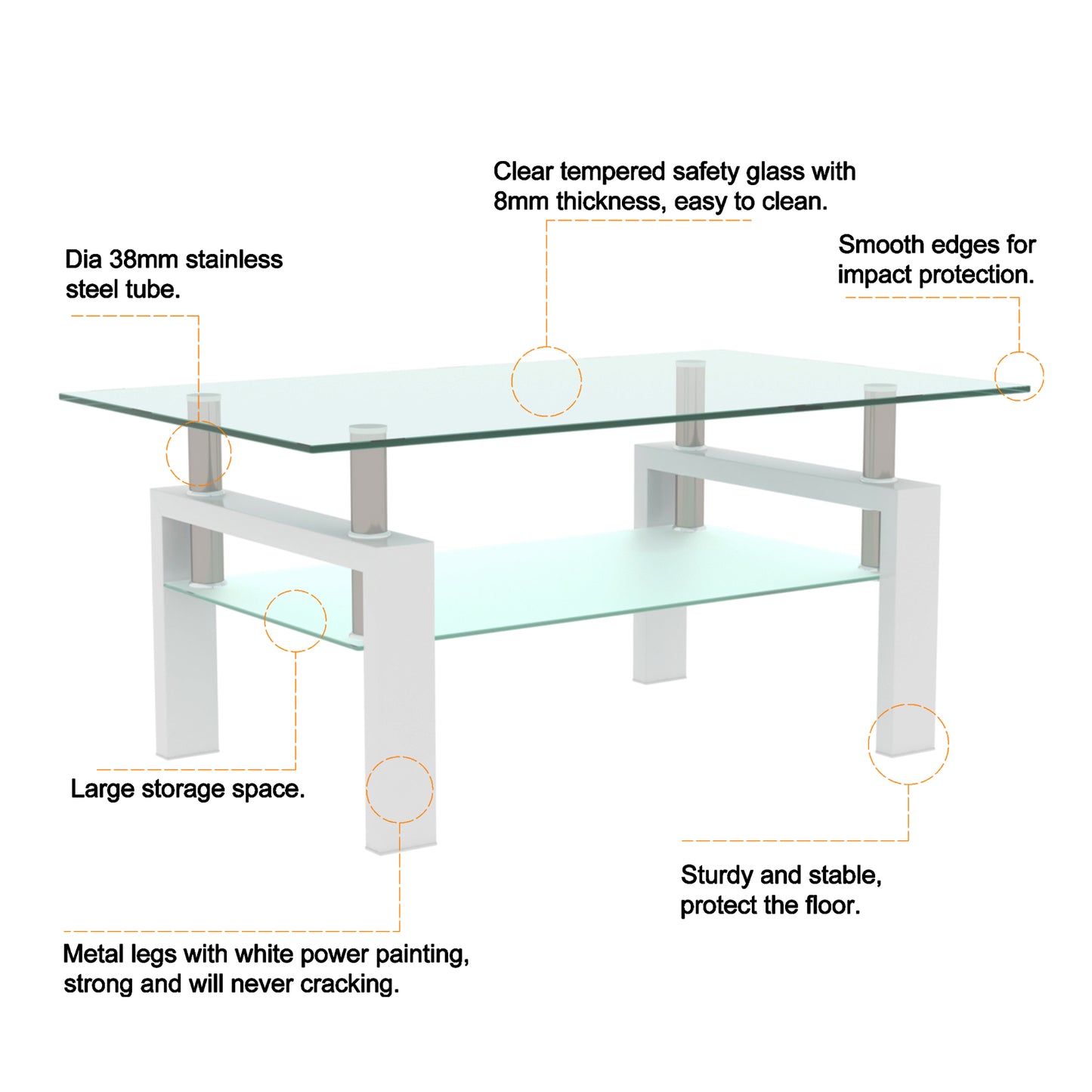 White Modern Glass Coffee Table