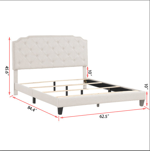 Beige Queen Upholstered Bed