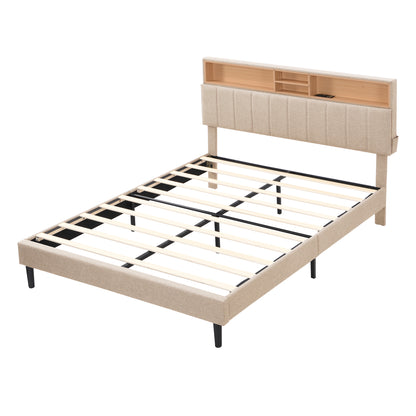 Upholstered Storage Queen Bed w/USB Ports