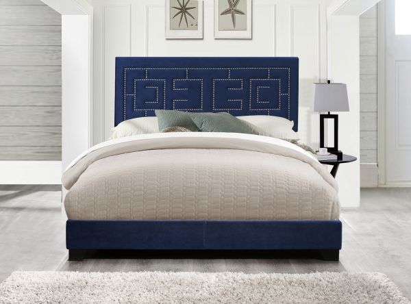 Blue Velvet Ishiko III Upholstered Bed