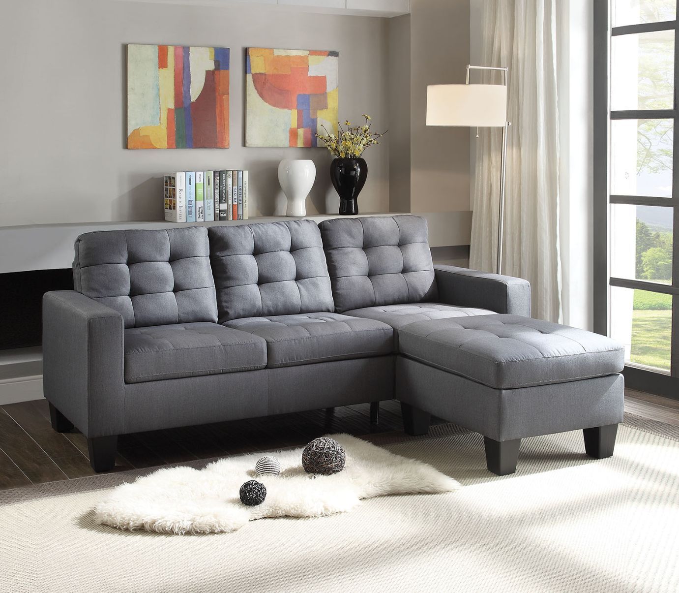 Earsom Sofa w/Ottoman Gray