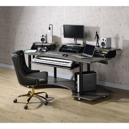 Eleazar 3-Stand Studio Desk Dark Grey