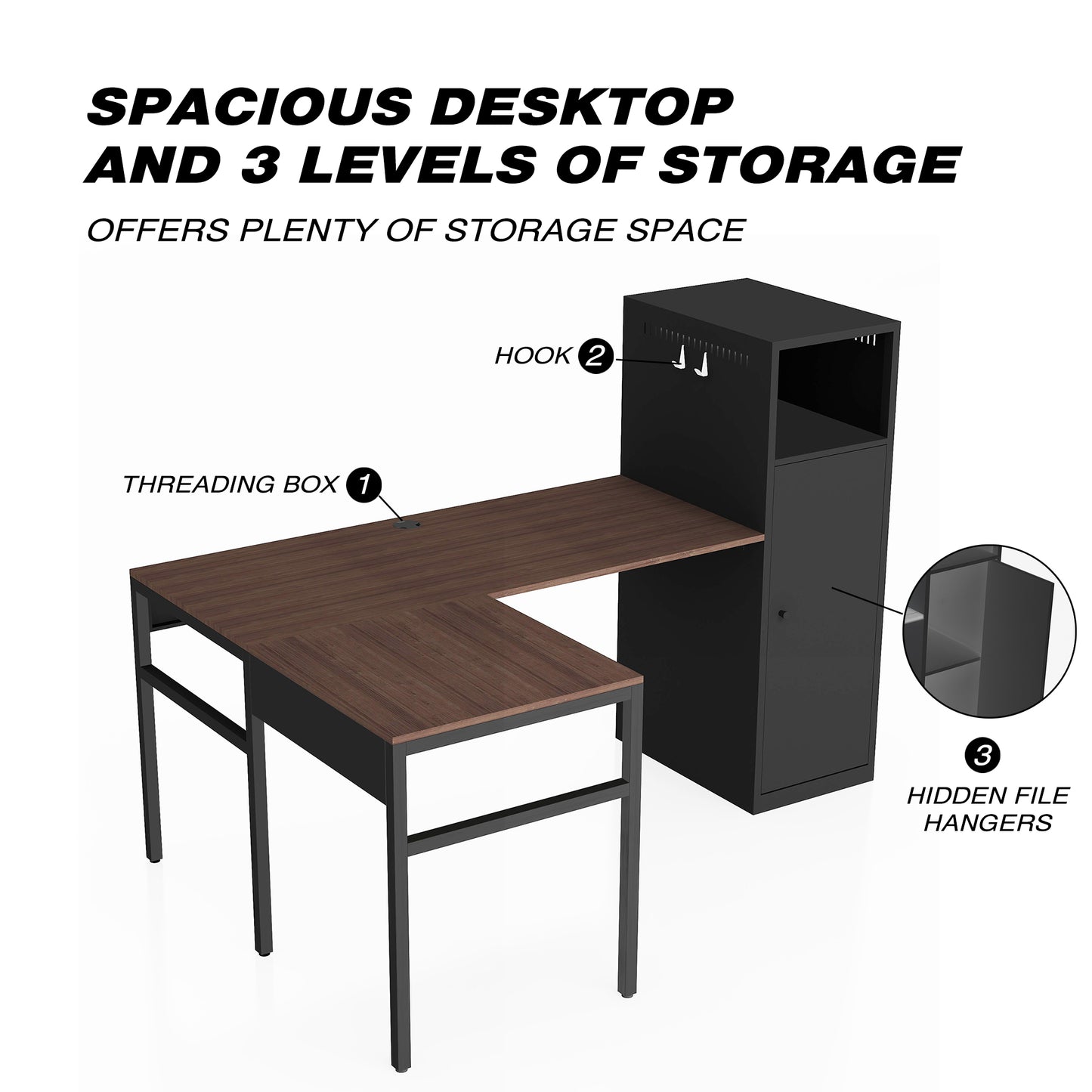 Kisin L-Shaped Home Office Desk w/storage