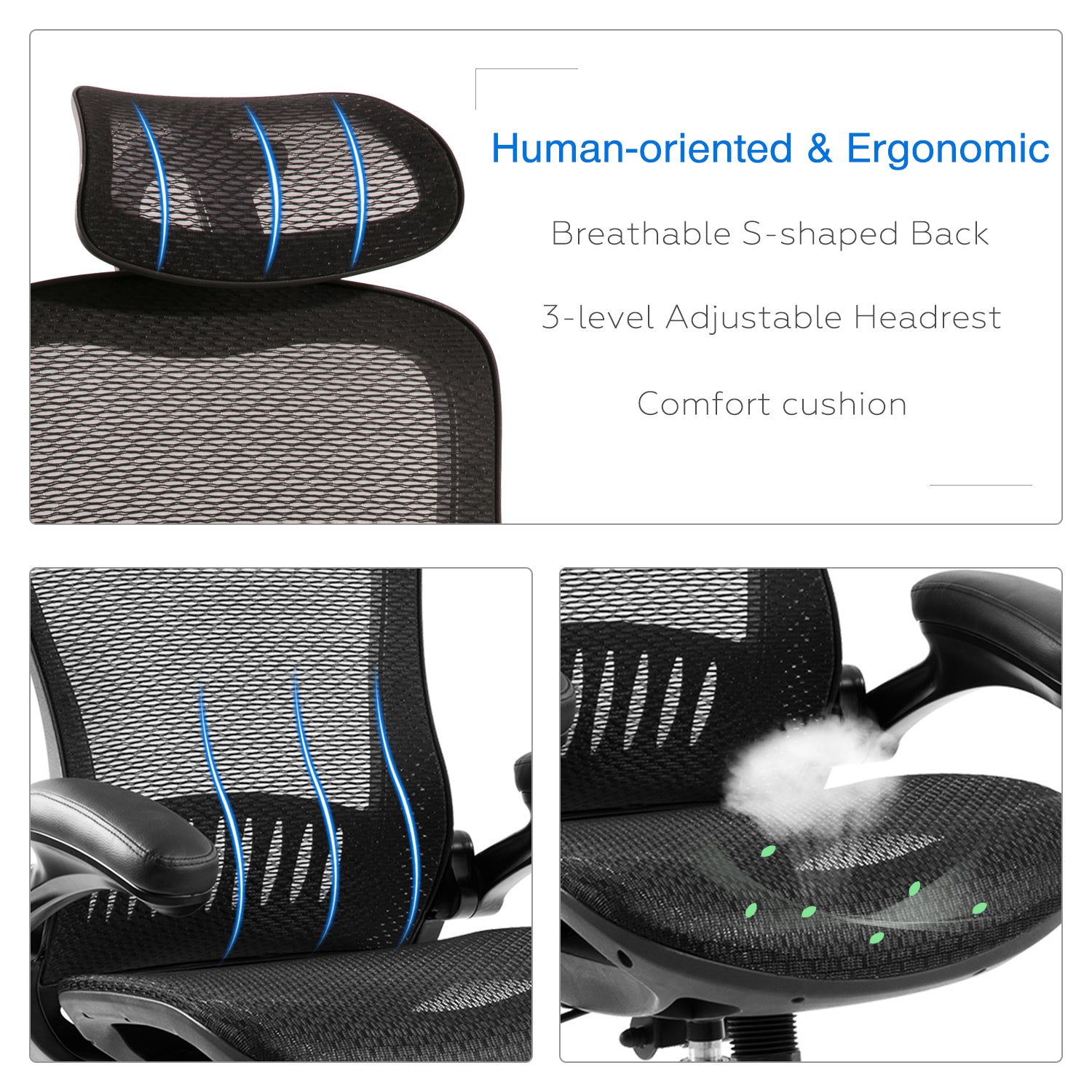 Elite Ergonomic Mesh Chair w/ Adjustable Headrest Default Title