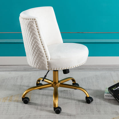 Modern Velvet Home Office Chair Ivory