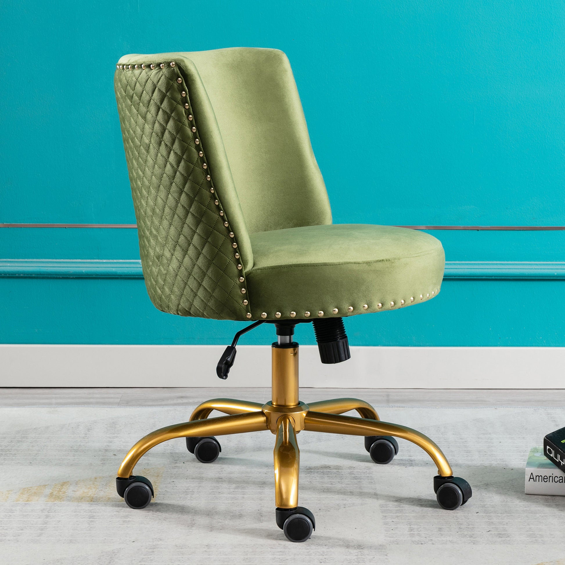 Modern Velvet Home Office Chair Mustard
