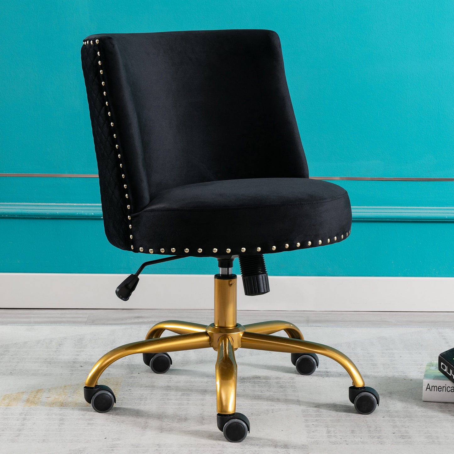 Modern Velvet Home Office Chair Black