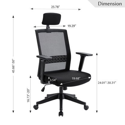 Ergonomic Mesh Chair w/ Adjustable Headrest Default Title