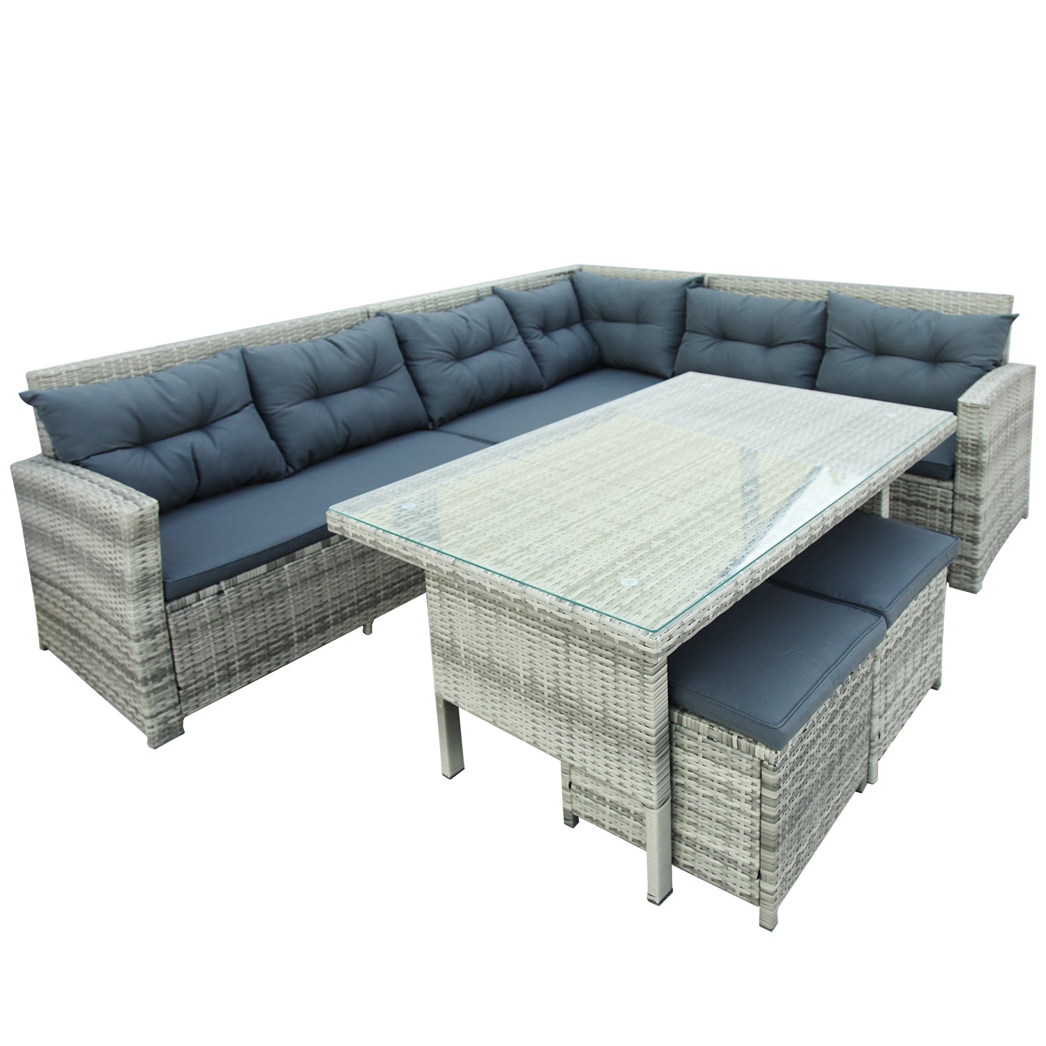 6PC Outdoor Sectional Dining Set Gray