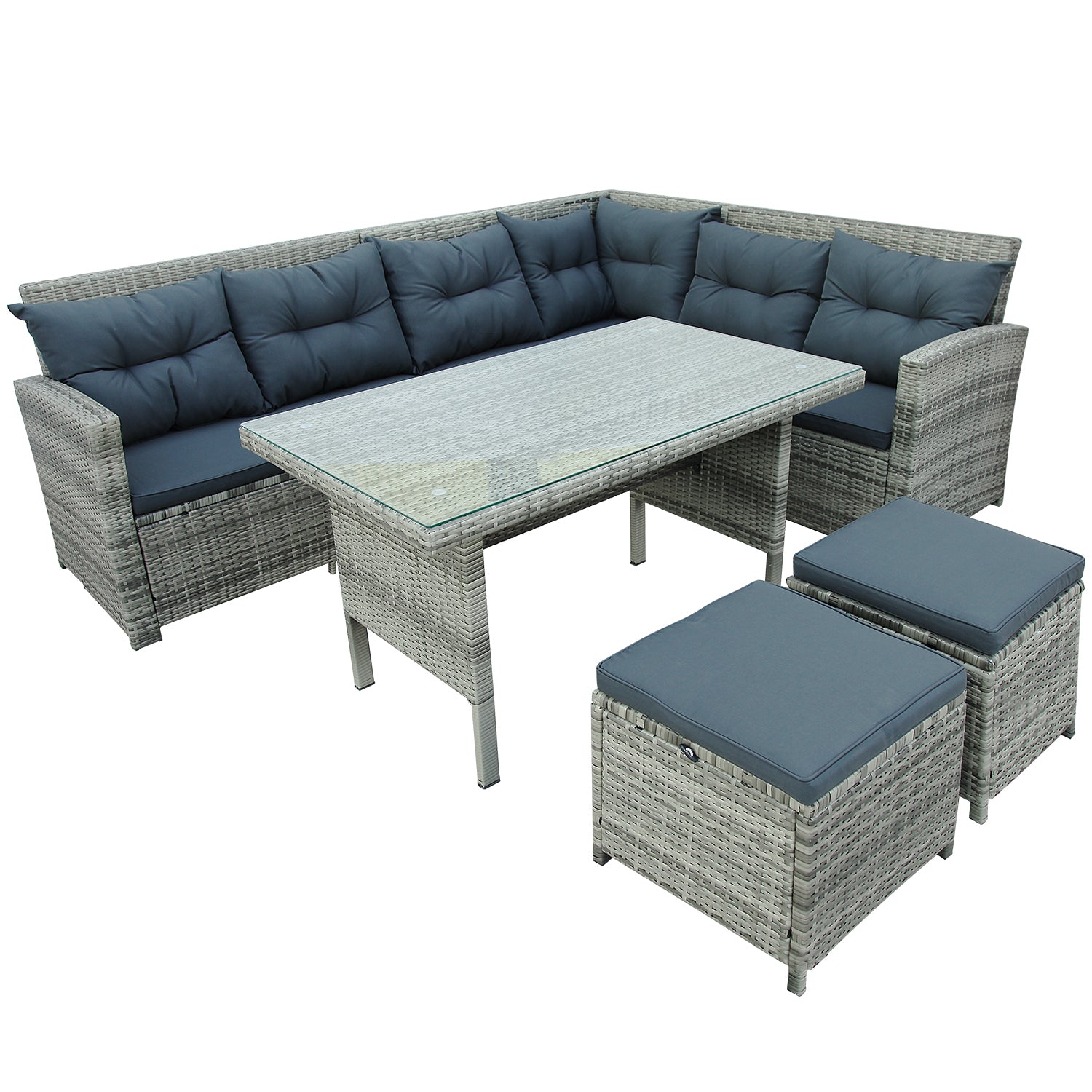 6PC Outdoor Sectional Dining Set Gray