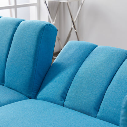 Linen Futon Sofa Blue