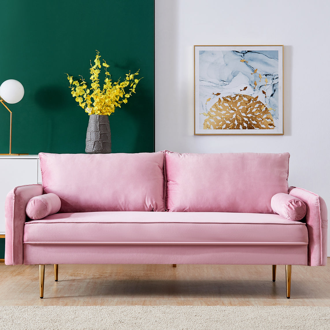 Velvet Sofa w/Pocket Pink