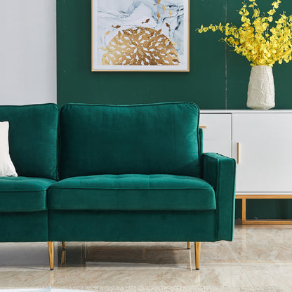 Esmay Velvet Sofa w/Pillows Emerald