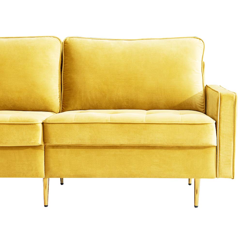 Esmay Velvet Sofa w/Pillows Yellow