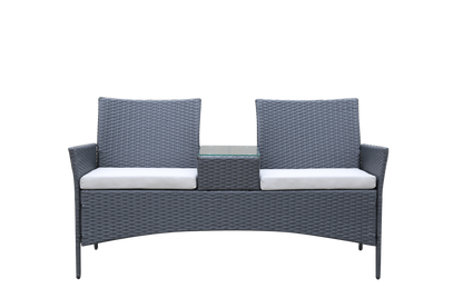 Patio Loveseat with Build-in Coffee Table Default Title