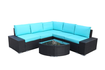 6PC Outdoor Sofa Sectional w/Coffee Table Coffee