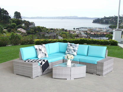 6PC Outdoor Sofa Sectional w/Coffee Table Gray
