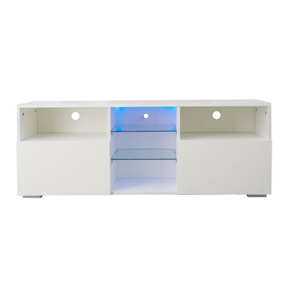 Modern 55" TV Stand w/LED Lights White