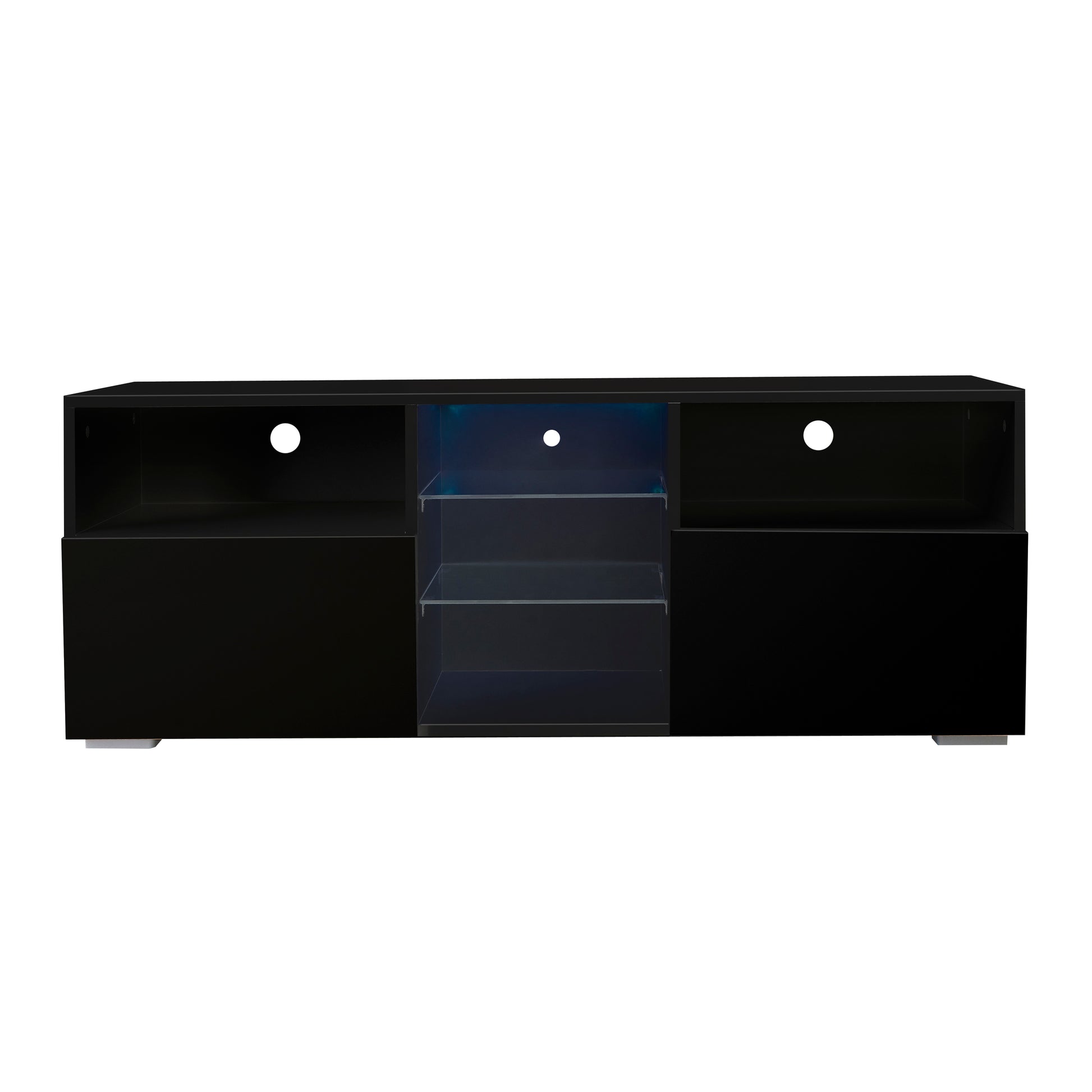 Modern 55" TV Stand w/LED Lights Black