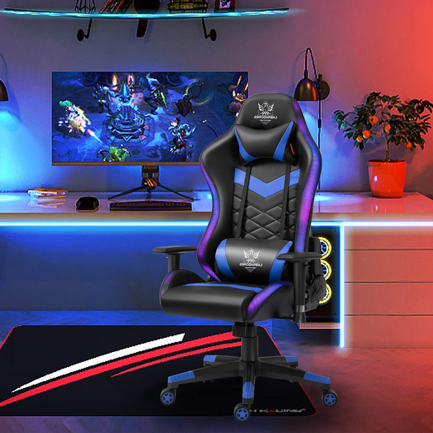Gaming Chair w/Bluetooth Blue