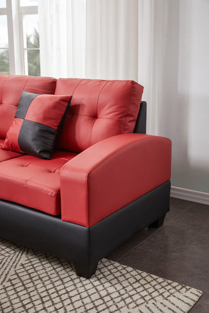 Reversible Sectional w/Storage Ottoman Red