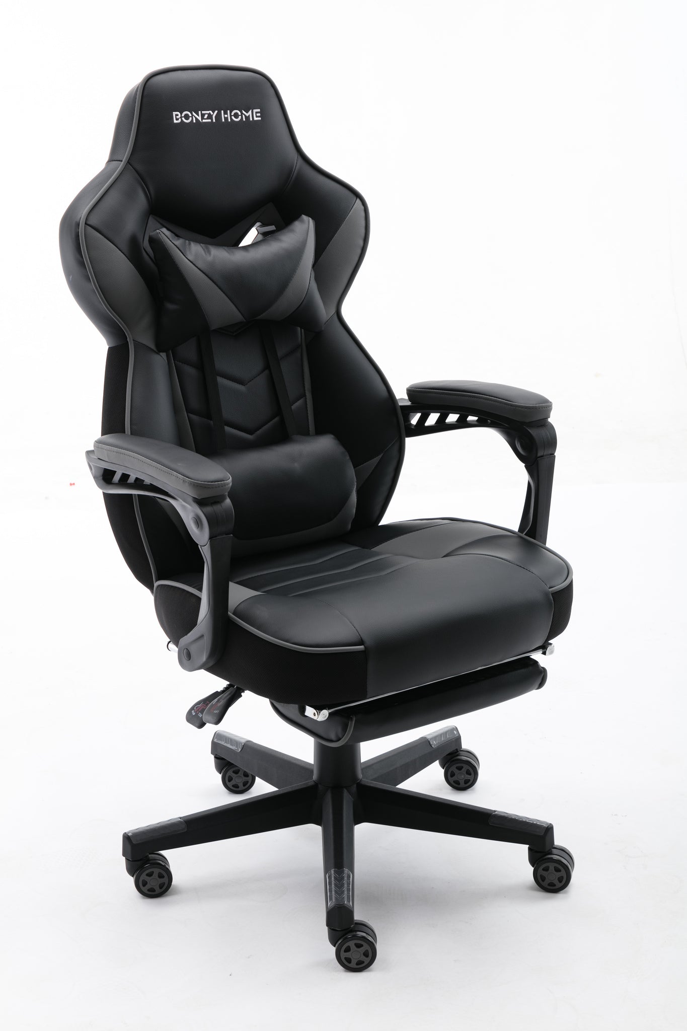 Ergonomic Gaming Chair w/Footrest Grey