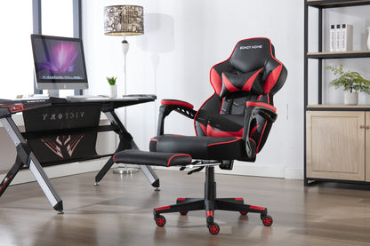 Ergonomic Gaming Chair w/Footrest Red