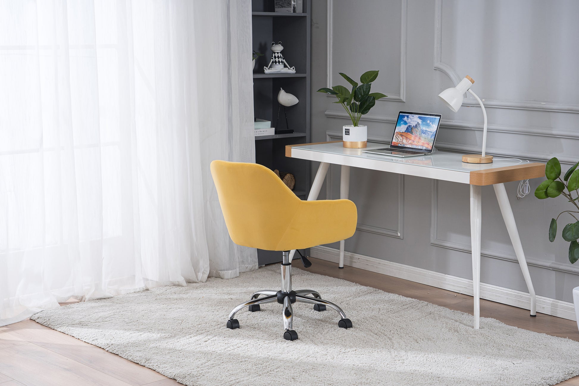 Modern Velet Office Chair Yellow