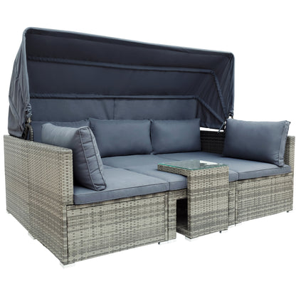 5 PC Outdoor Daybed Set w/Canopy