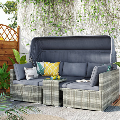 5 PC Outdoor Daybed Set w/Canopy