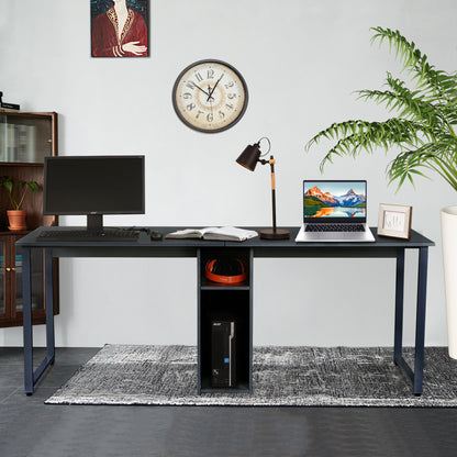 Double Workstation desk w/ storage Black