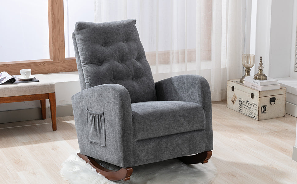 Velvet Rocking Chair w/Pocket Dark Gray