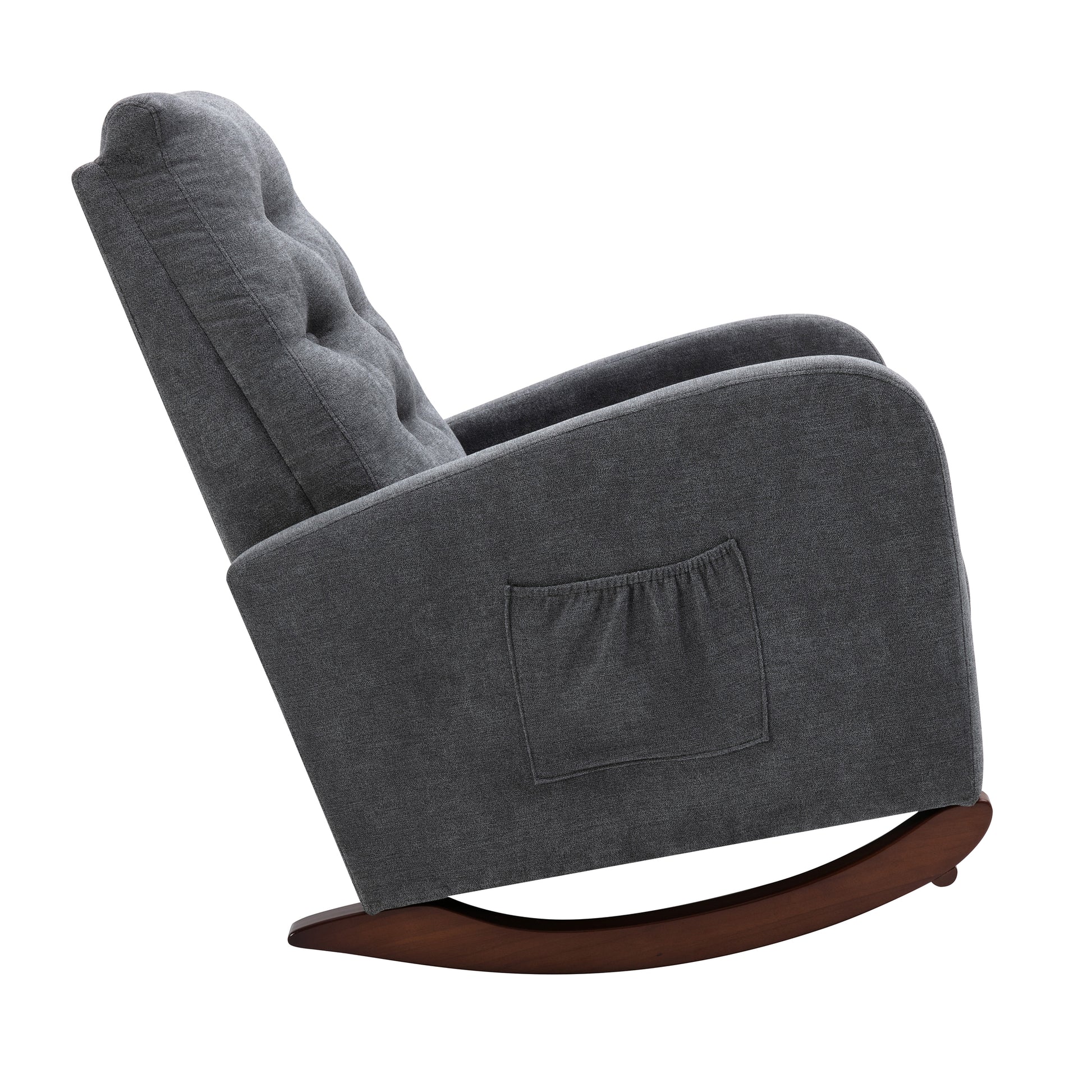 Velvet Rocking Chair w/Pocket Dark Gray
