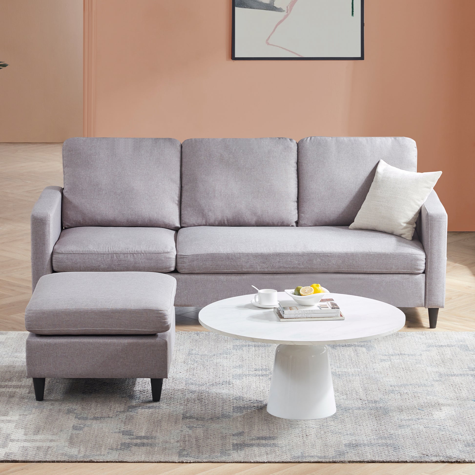 Reversible L-Shaped Sectional w/Pocket Gray